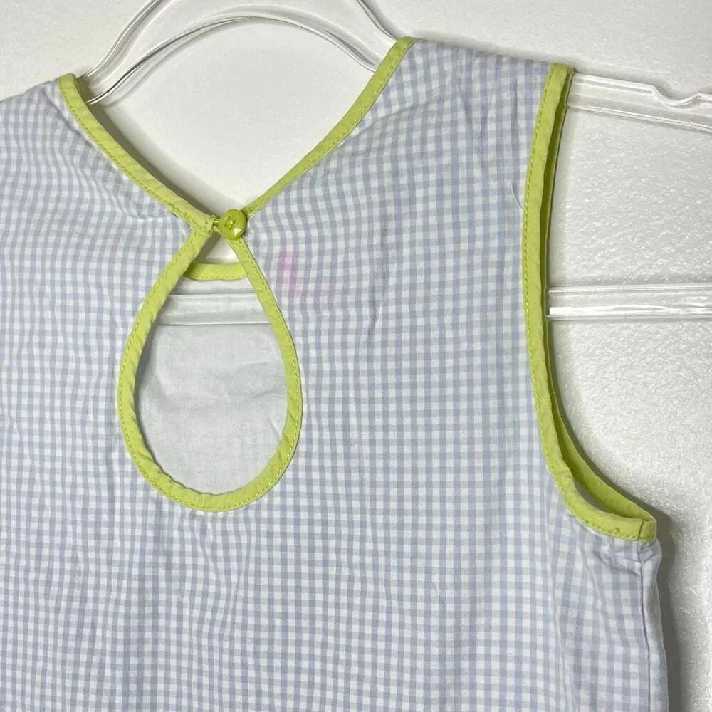 Gymboree A Bird’s Life Blue Green Gingham Embroidered Dress Vintage Girls Size 8